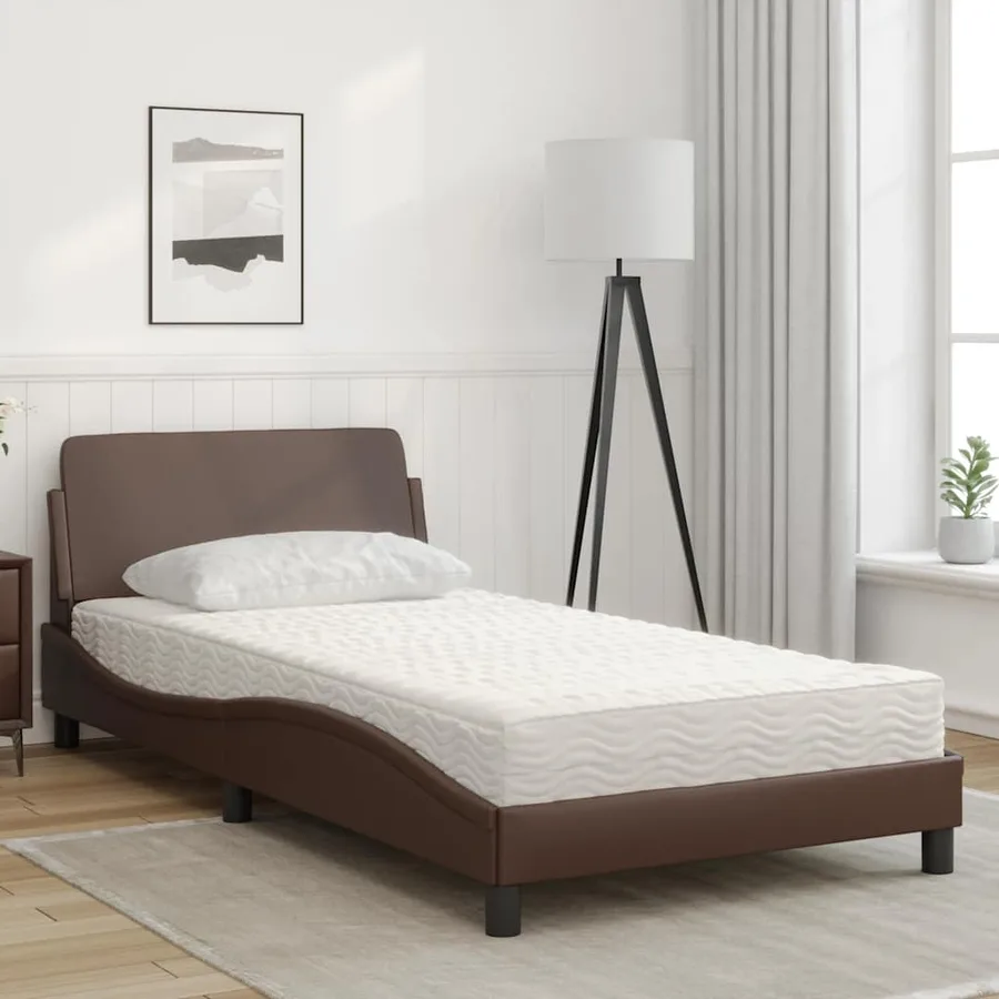 Lit avec matelas Dover marron 100x200 cm similicuir - 3
