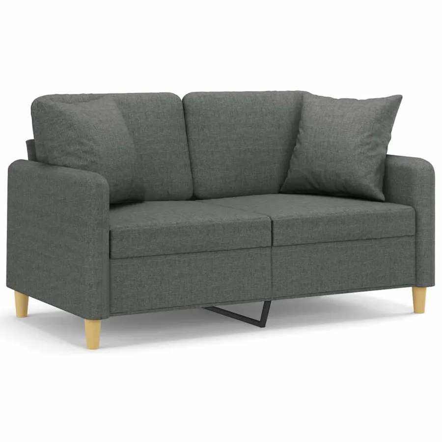 Canapé 2 places avec oreillers gris foncé 120 cm tissu - 2
