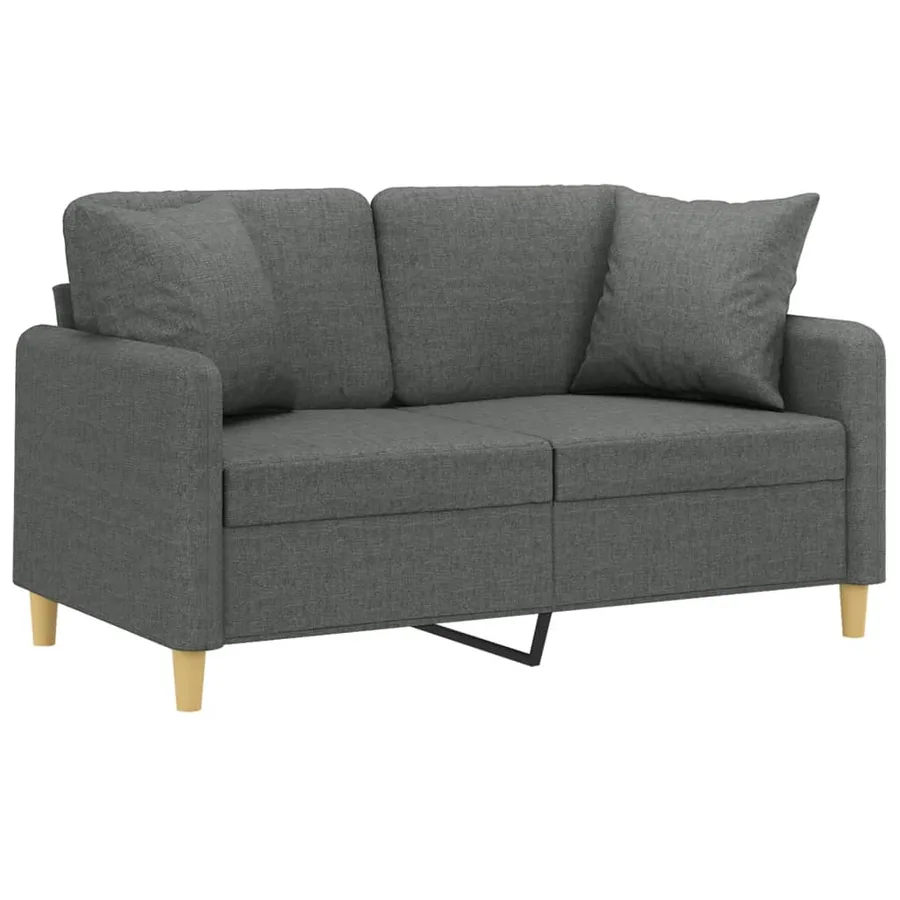Canapé 2 places avec oreillers gris foncé 120 cm tissu - 3
