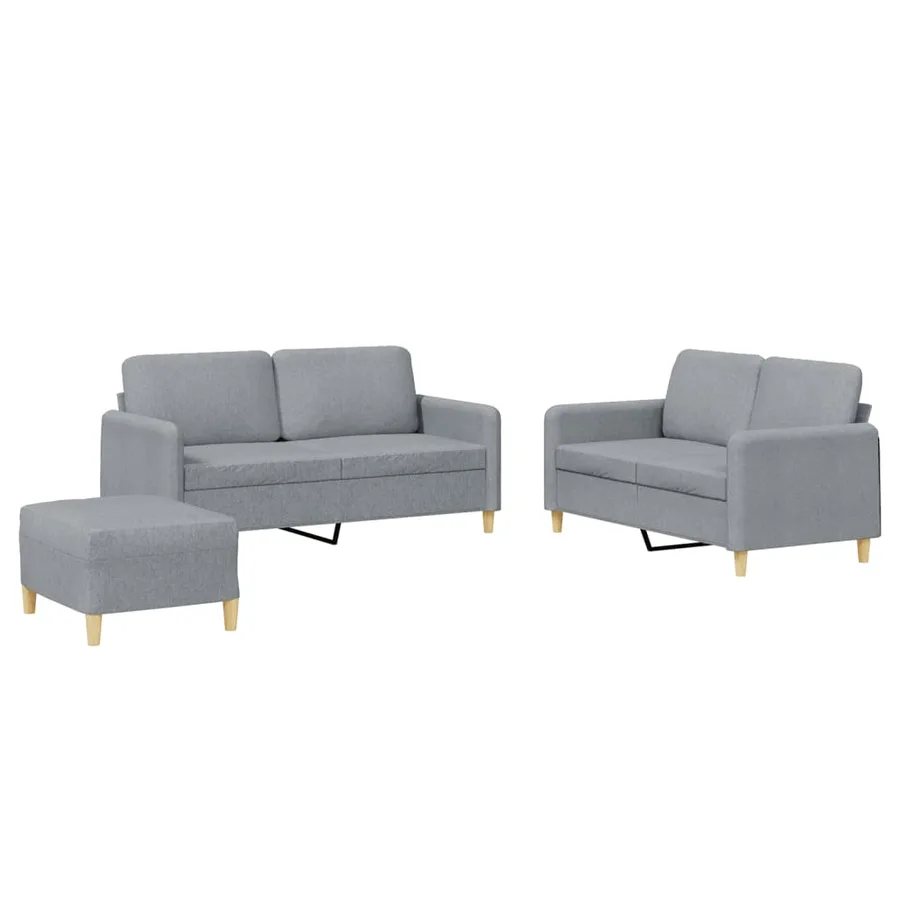 Ensemble de canapés 3 pcs avec coussins Gris clair Tissu - 2