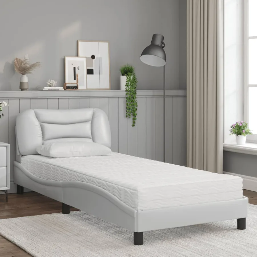 Lit avec matelas Hvar blanc 90x200 cm similicuir - 3