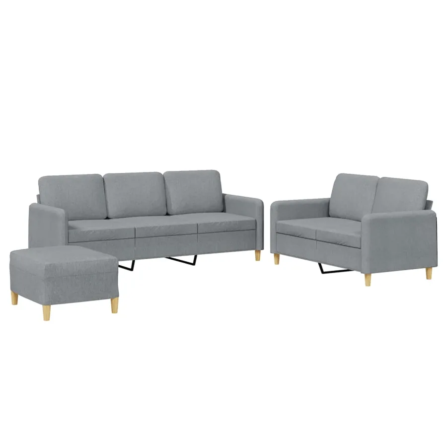 Ensemble de canapés 3 pcs avec coussins Gris clair Tissu - 2