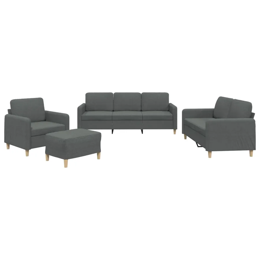 Ensemble de canapés 4 pcs avec coussins Gris foncé Tissu - 2