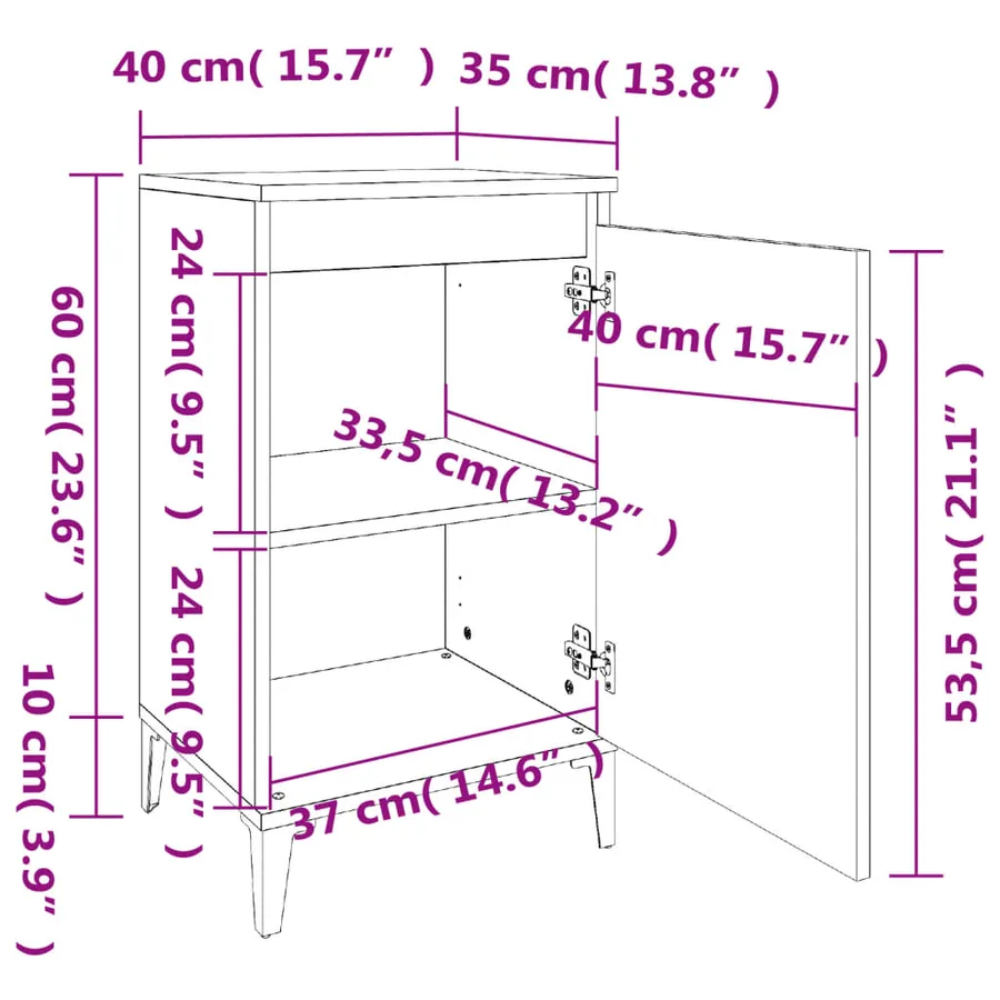 Tables de chevet 2 pcs sonoma gris 40x35x70cm bois d'ingénierie - 11