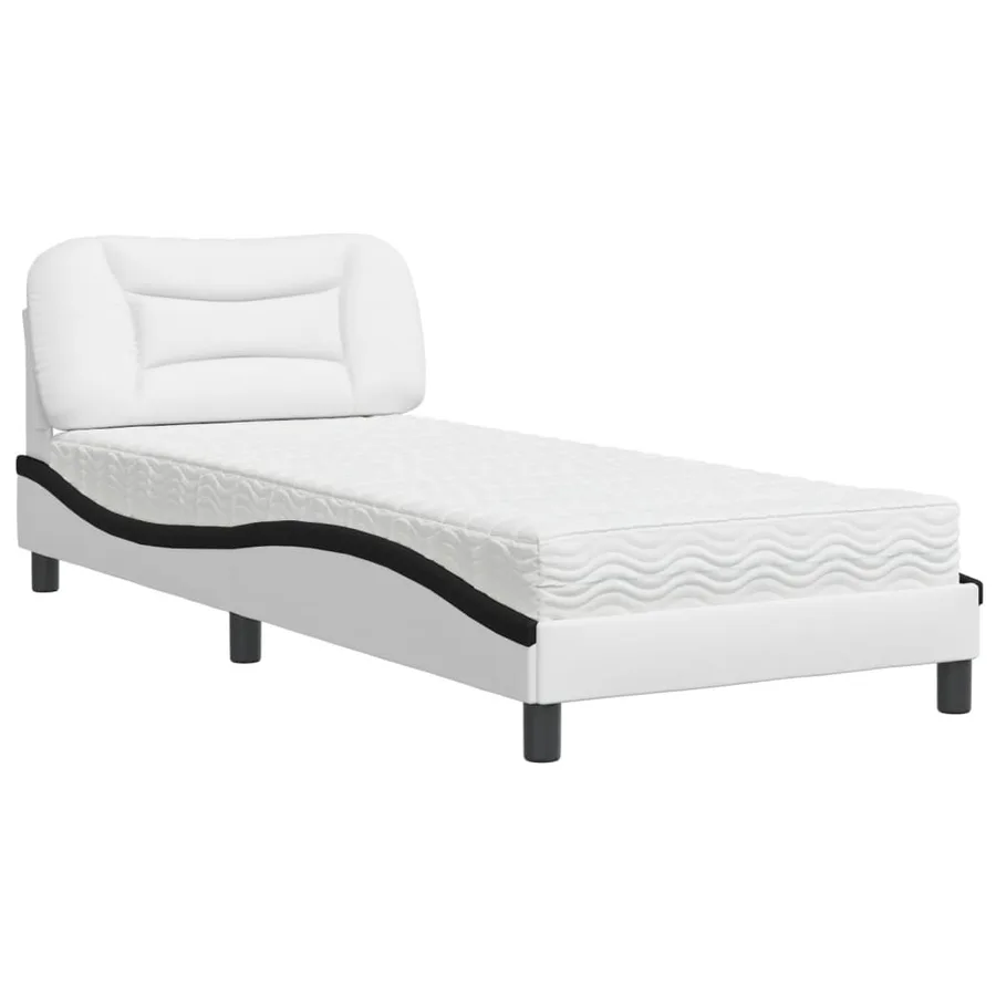 Lit avec matelas Hvar blanc et noir 80x200 cm similicuir - 2