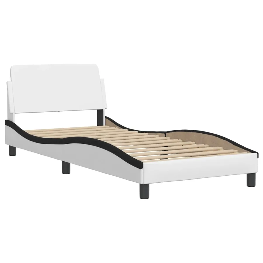 Lit avec matelas Hvar blanc et noir 80x200 cm similicuir - 4