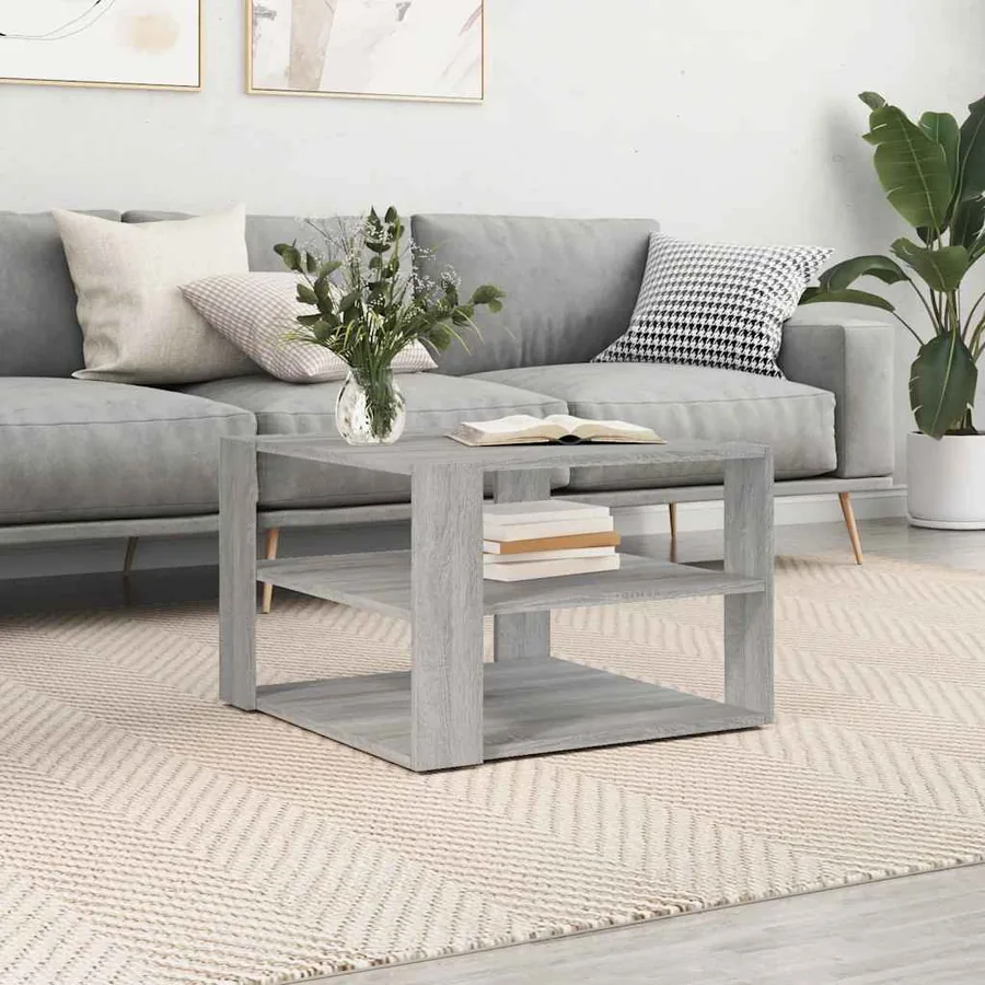 Table basse sonoma gris 58x58x40 cm bois d'ingénierie