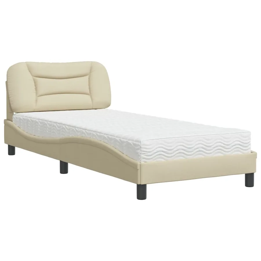 Lit avec matelas Hvar crème 90x200 cm tissu - 2