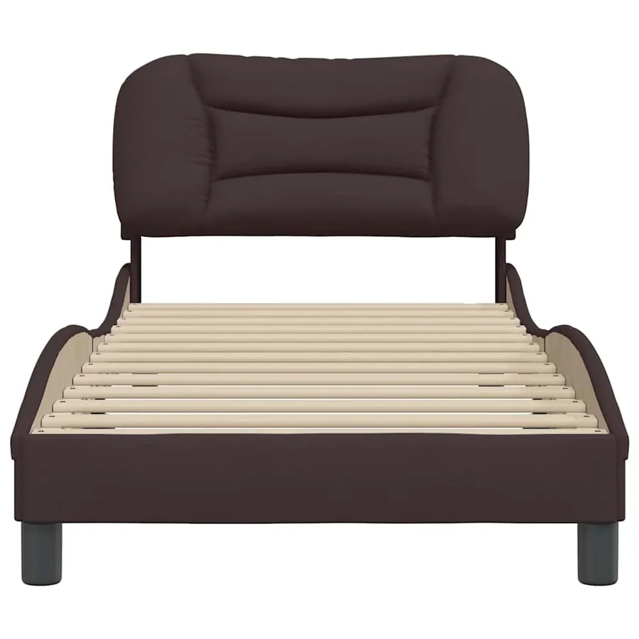 Cadre de lit sans matelas Hvar marron foncé 90x200 cm tissu - 4