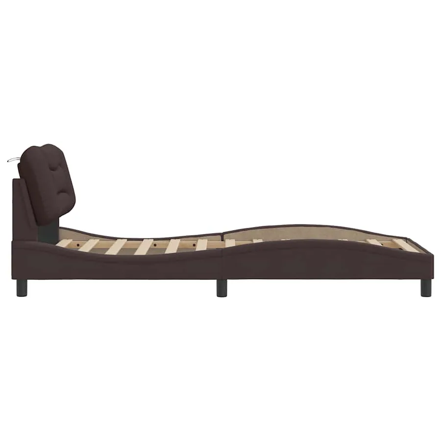Cadre de lit sans matelas Hvar marron foncé 90x200 cm tissu - 5