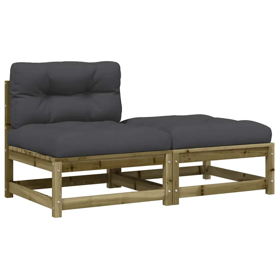 Canapé de jardin sans accoudoirs avec coussins et repose-pieds - 2