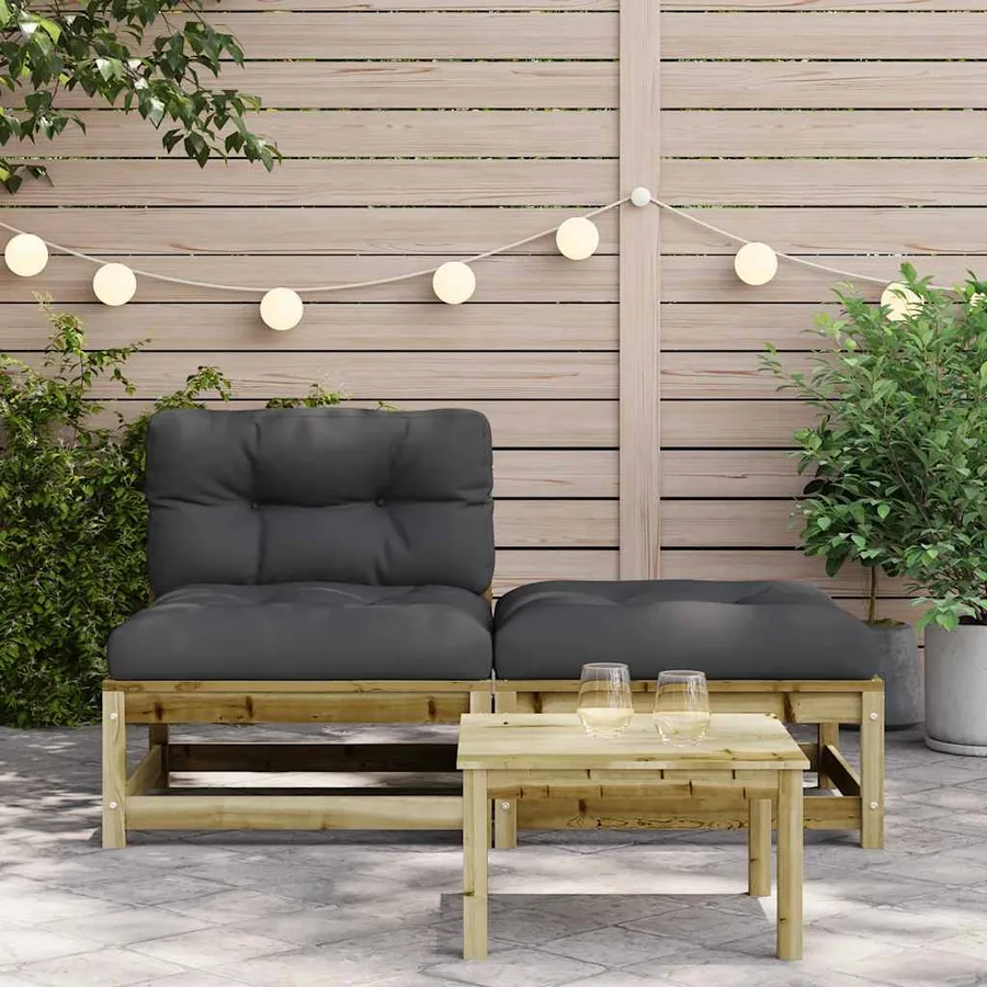 Canapé de jardin sans accoudoirs avec coussins et repose-pieds - 3