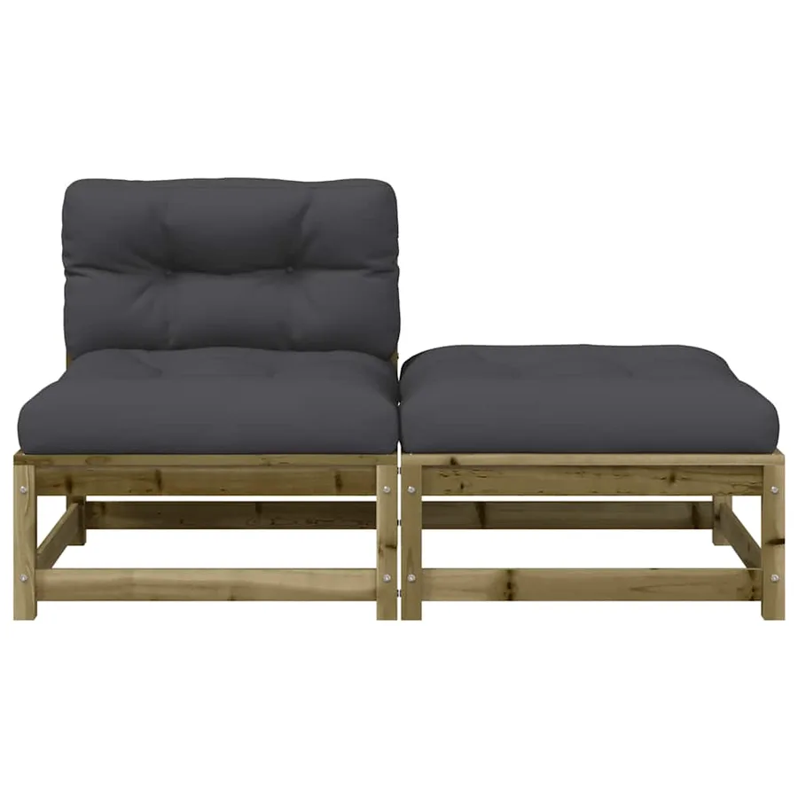 Canapé de jardin sans accoudoirs avec coussins et repose-pieds - 5