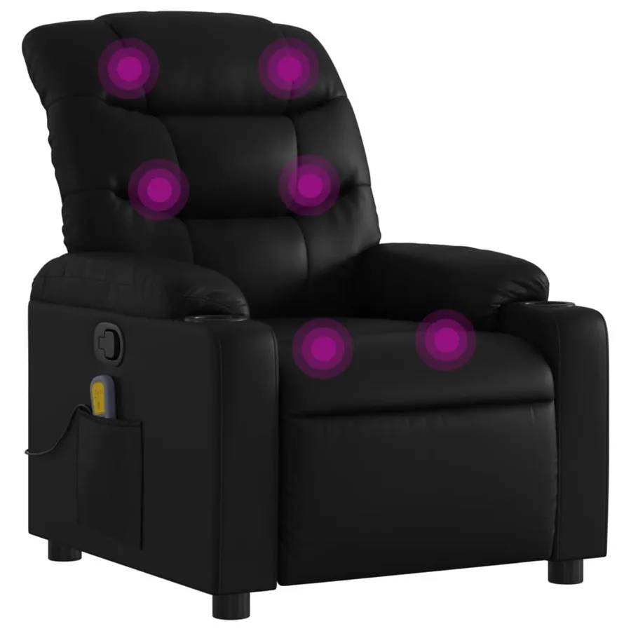 Fauteuil de massage inclinable noir similicuir - 2