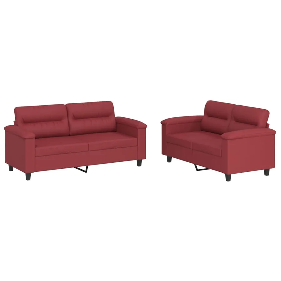 Ensemble de canapés 2 pcs et coussins Rouge bordeaux Similicuir - 2
