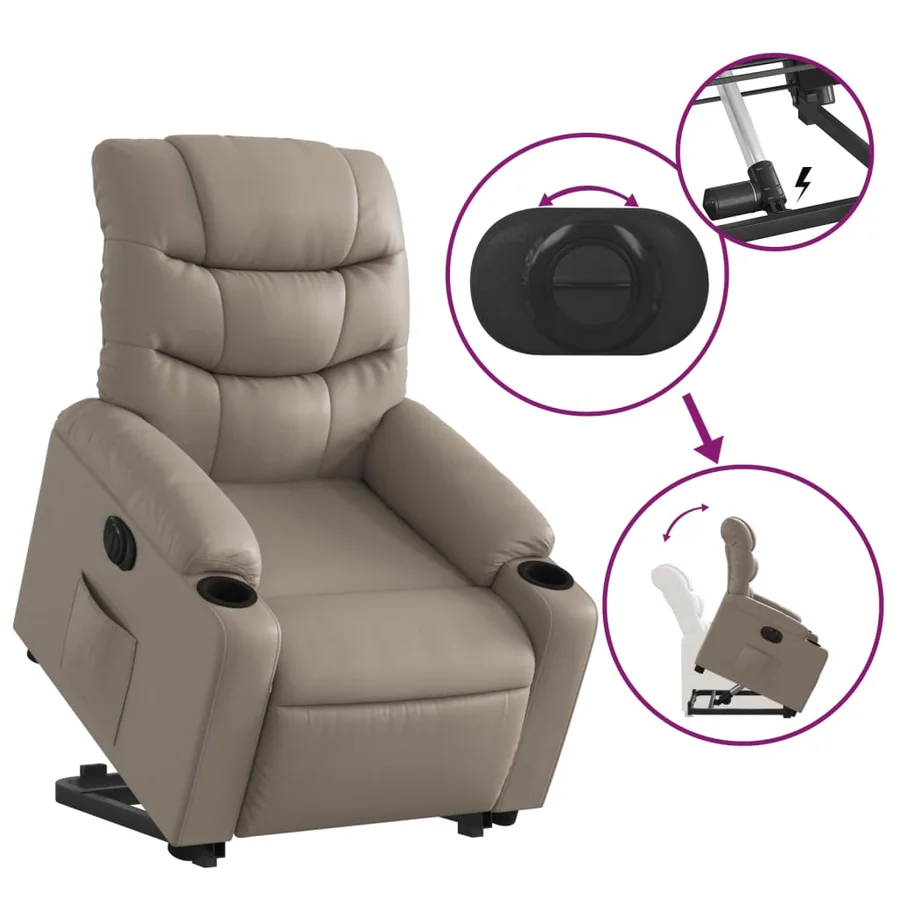 Fauteuil inclinable électrique cappuccino similicuir - 11