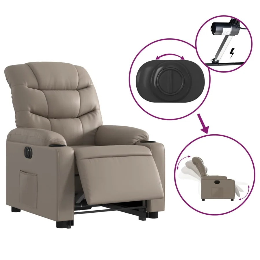 Fauteuil inclinable électrique cappuccino similicuir - 6