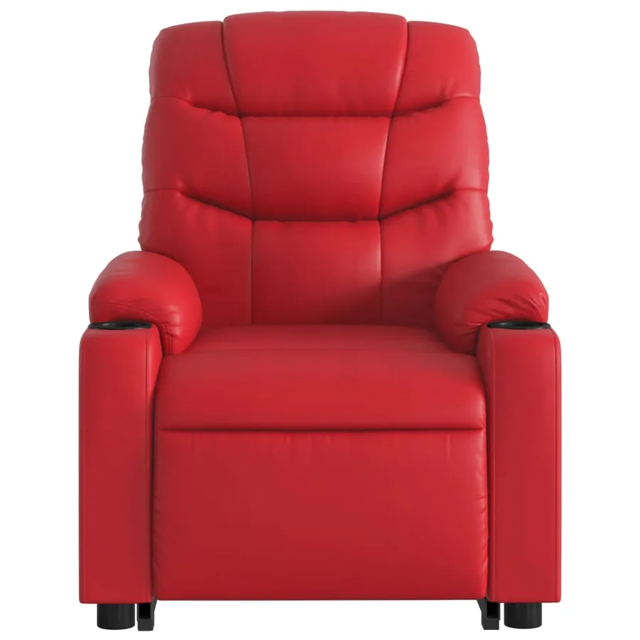 Fauteuil inclinable de massage électrique rouge similicuir - 9
