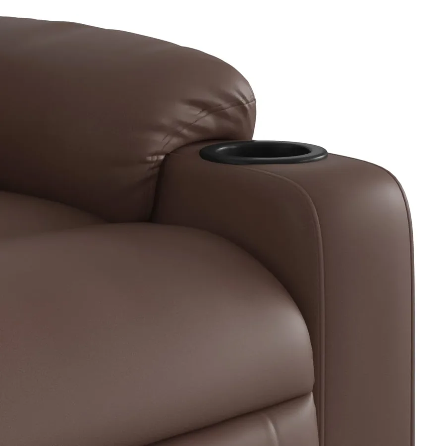 Fauteuil de massage inclinable électrique marron similicuir - 11