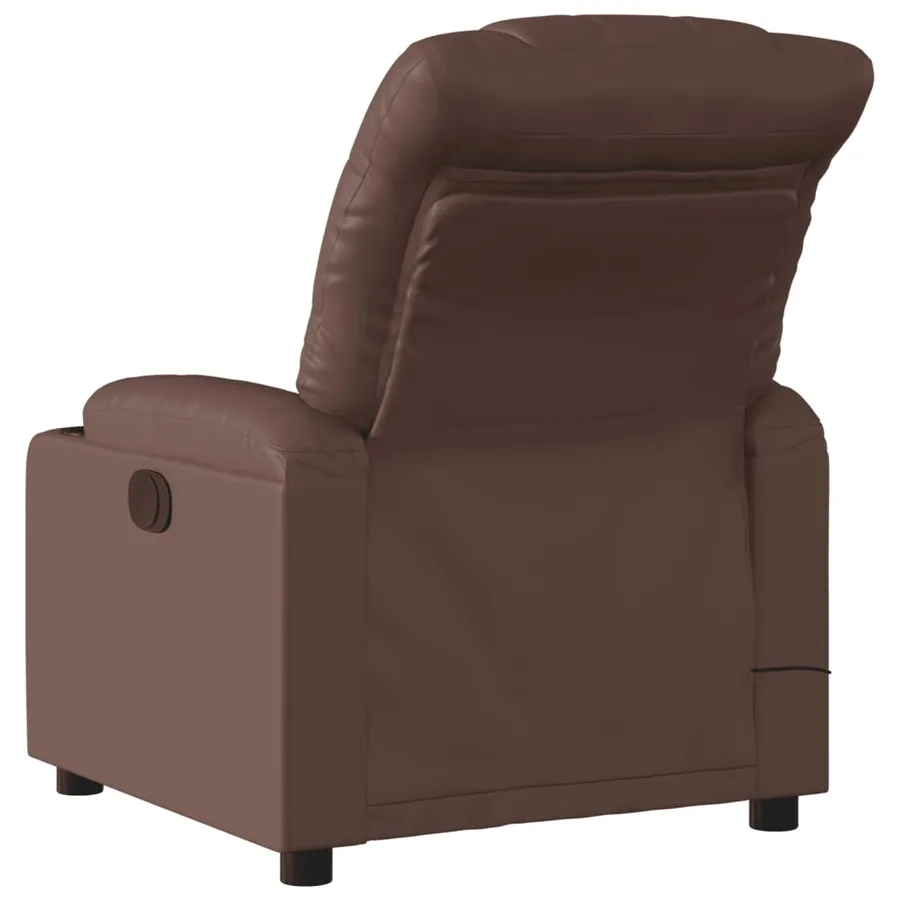 Fauteuil de massage inclinable électrique marron similicuir - 5