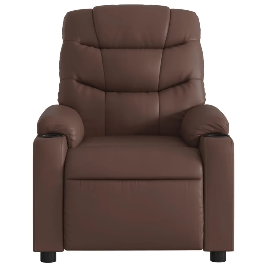 Fauteuil de massage inclinable électrique marron similicuir - 9
