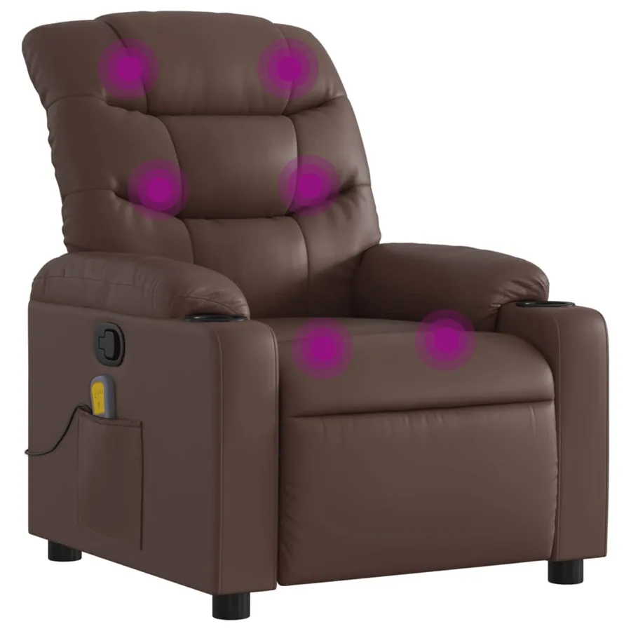 Fauteuil de massage inclinable Marron Similicuir - 2