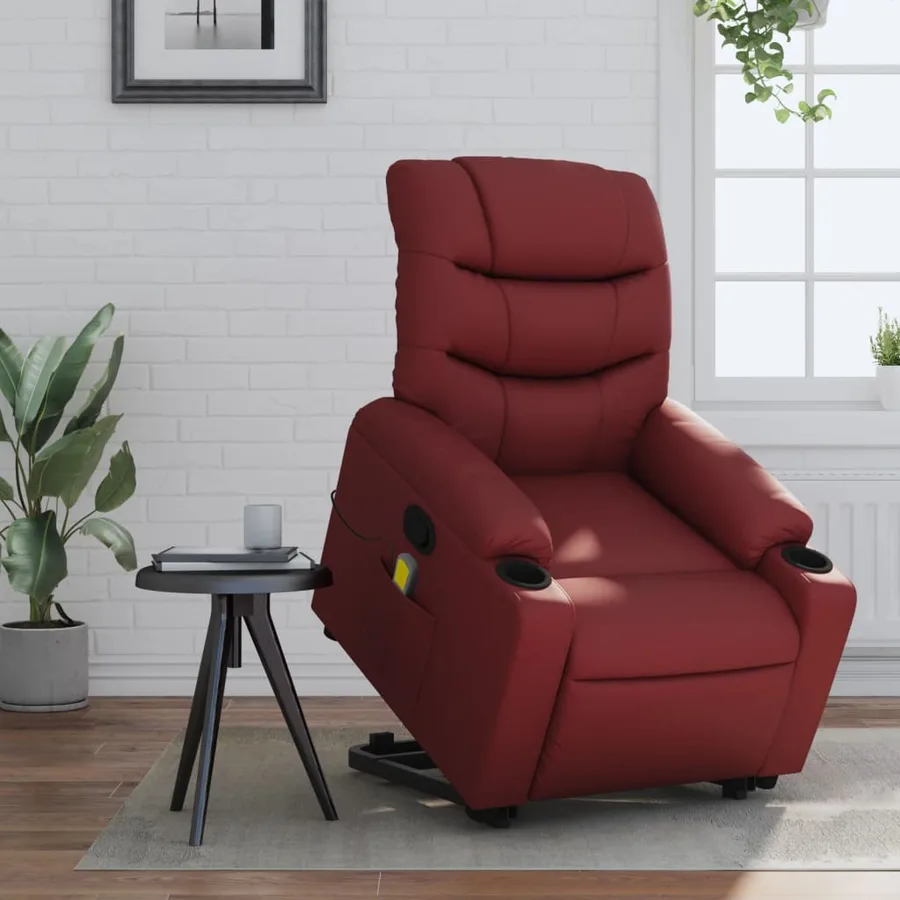Fauteuil inclinable de massage Rouge bordeaux Similicuir - 16