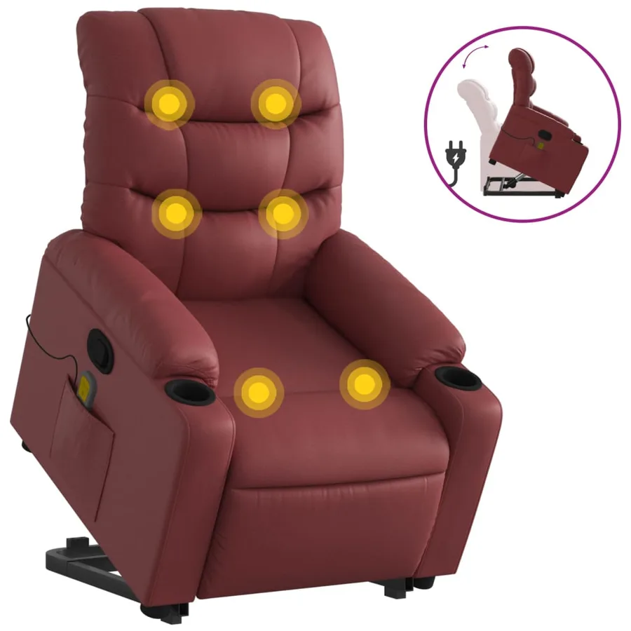 Fauteuil inclinable de massage Rouge bordeaux Similicuir - 2