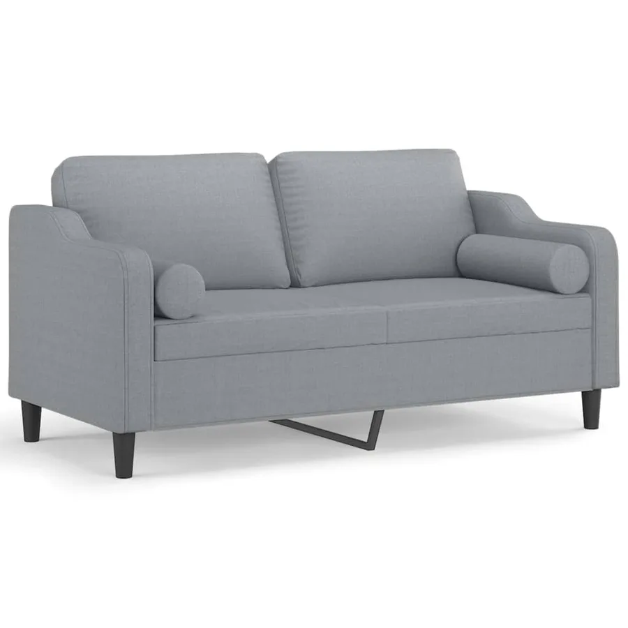 Canapé 2 places avec oreillers gris clair 140 cm tissu - 2