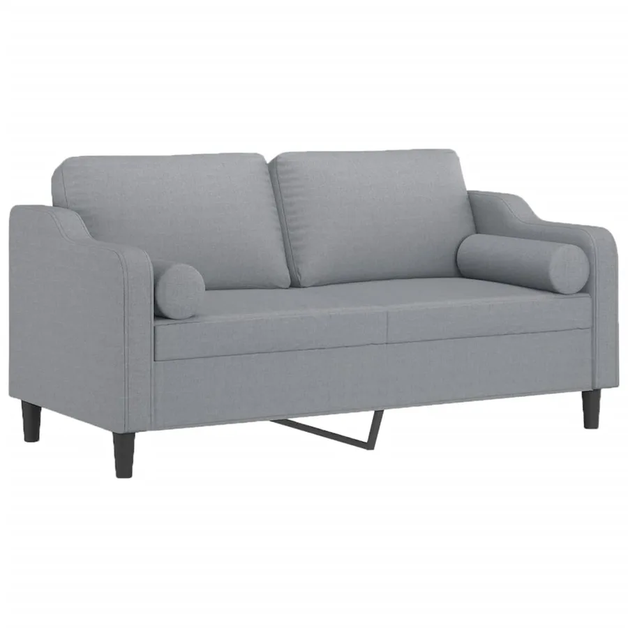 Canapé 2 places avec oreillers gris clair 140 cm tissu - 3