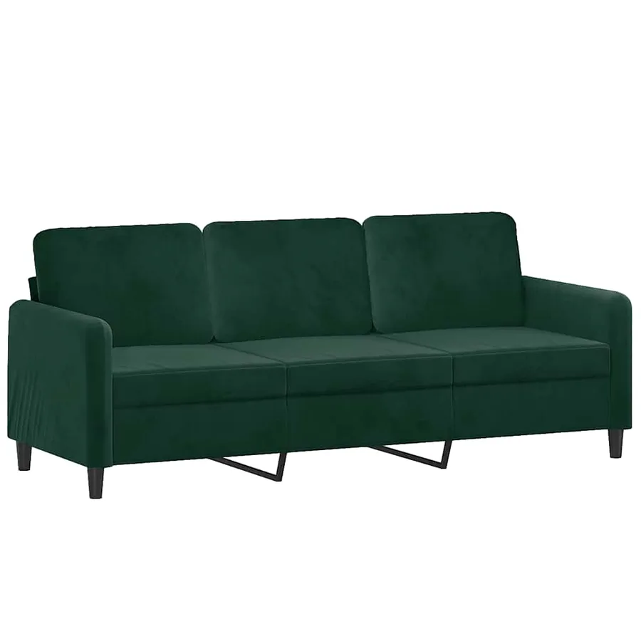 Canapé 3 places avec oreillers vert foncé 180 cm velours - 4