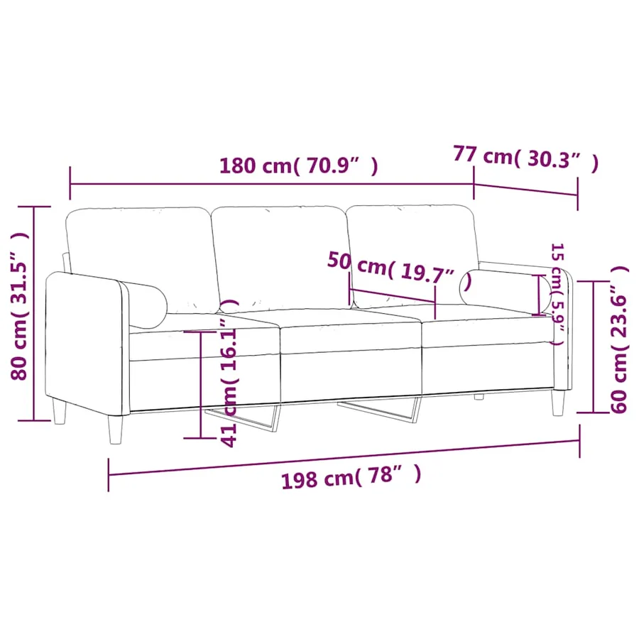 Canapé 3 places avec oreillers vert foncé 180 cm velours - 8
