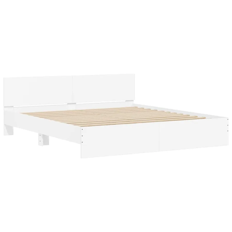 Cadre de lit sans matelas blanc 160x200 cm - 4