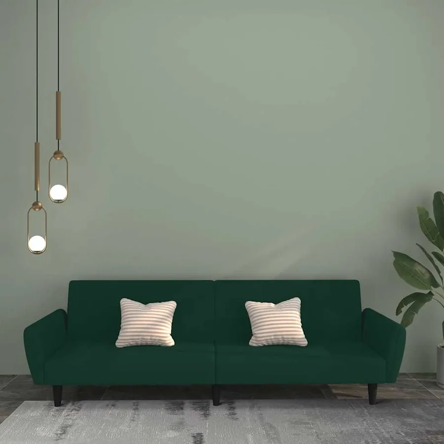 Canapé-lit à 2 places vert foncé velours