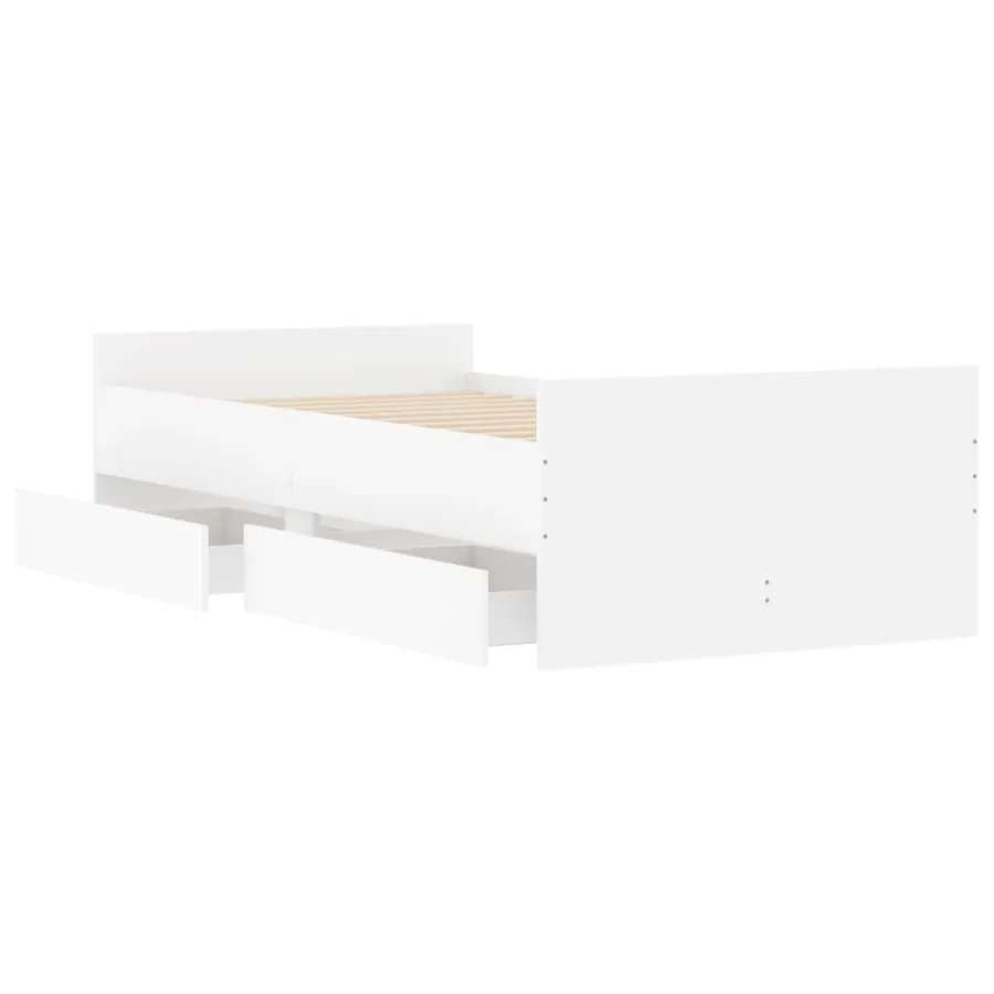 Cadre de lit avec tiroirs sans matelas blanc 100x200 cm - 5
