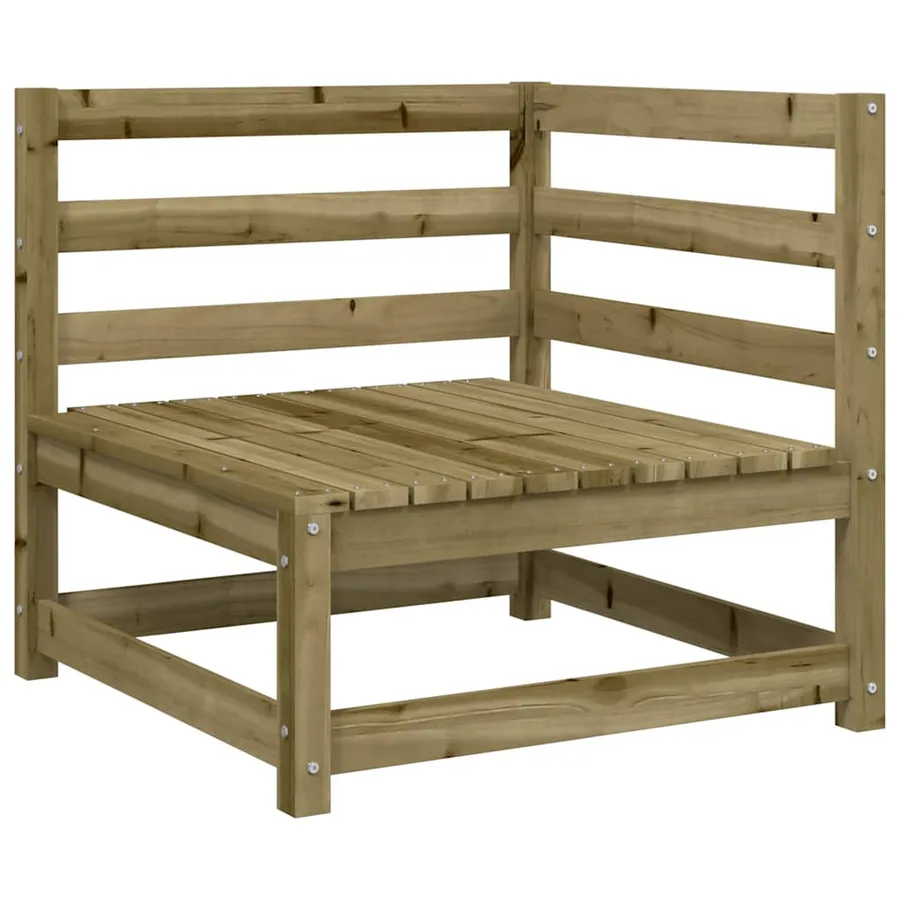 Canapé d'angle de jardin avec coussins bois de pin imprégné - 4