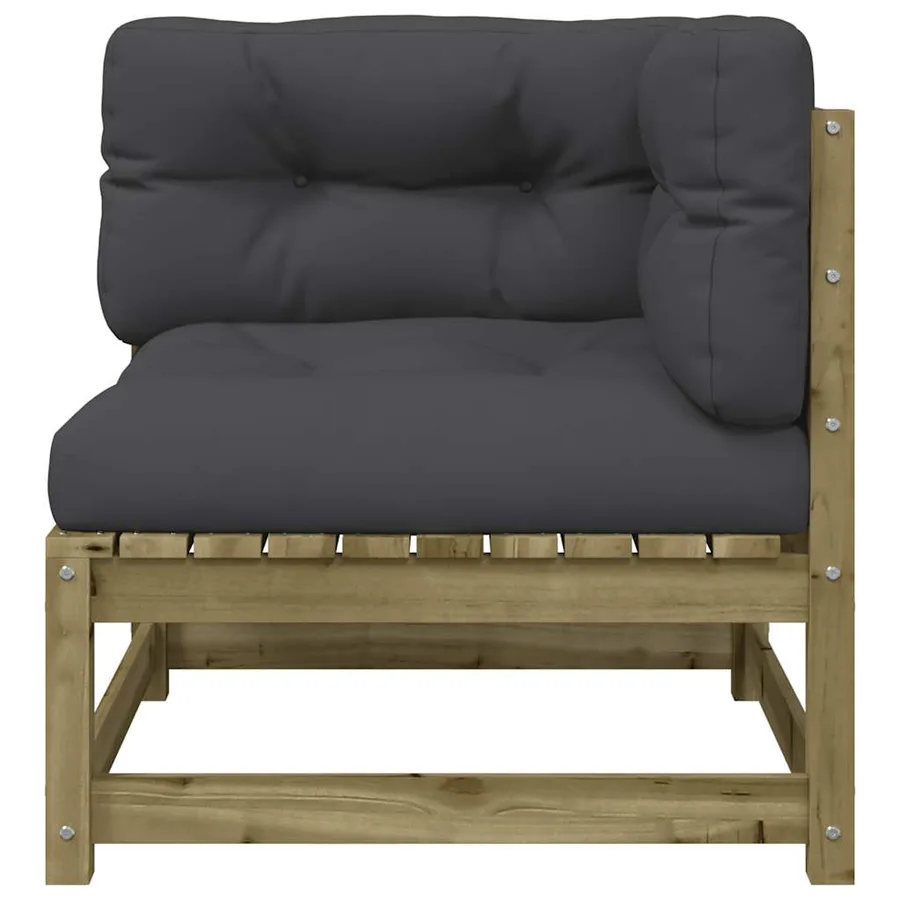 Canapé d'angle de jardin avec coussins bois de pin imprégné - 6