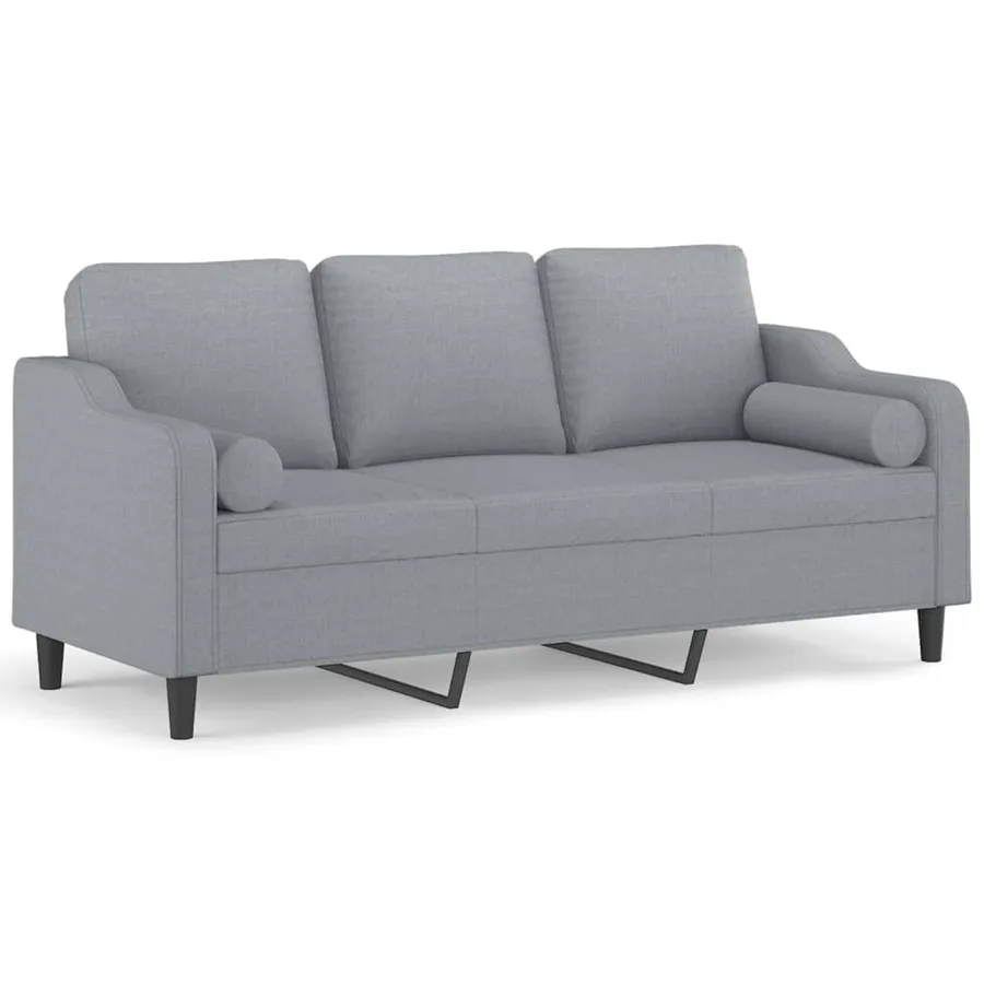 Canapé 3 places avec oreillers gris clair 180 cm tissu - 2