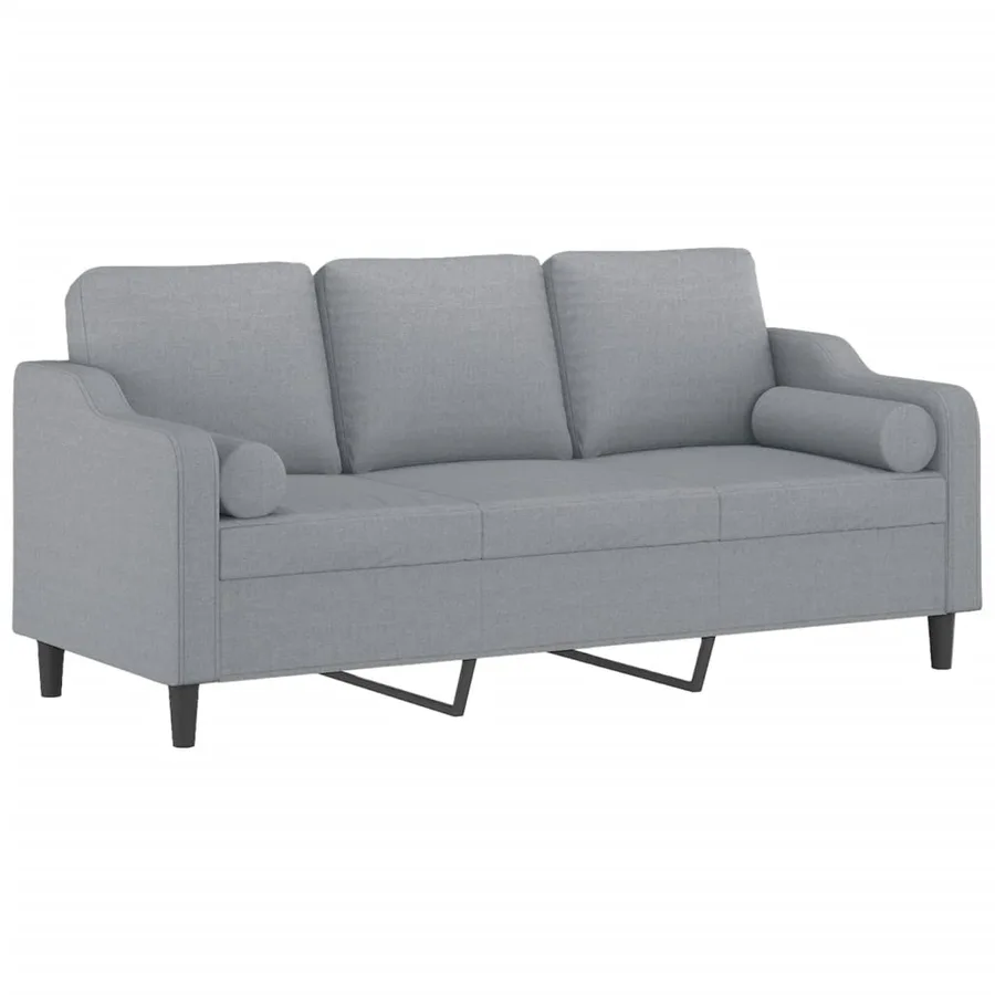 Canapé 3 places avec oreillers gris clair 180 cm tissu - 3