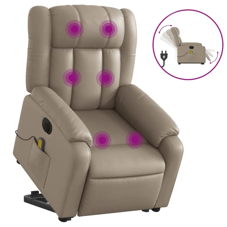 Fauteuil inclinable de massage électrique cappuccino similicuir - 2