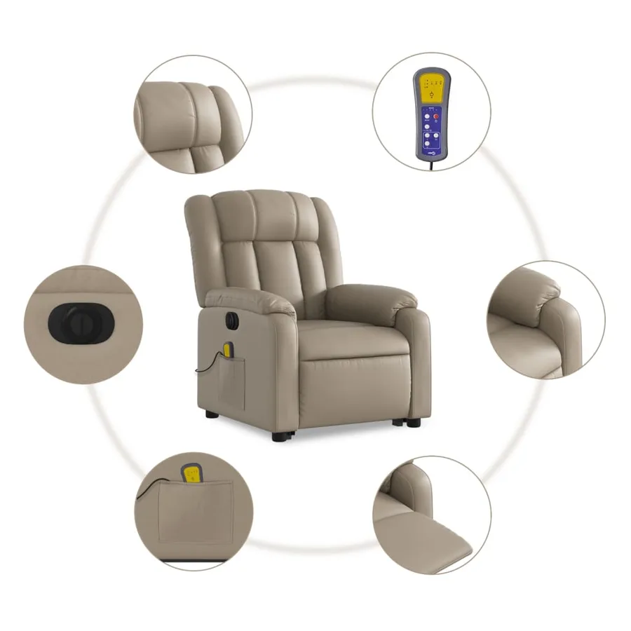 Fauteuil inclinable de massage électrique cappuccino similicuir - 8