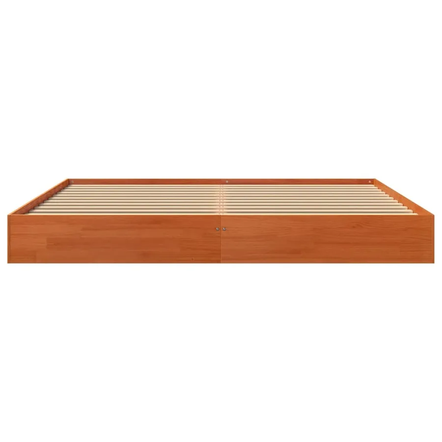 Cadre de lit sans matelas cire marron 200x200cm bois pin massif - 4