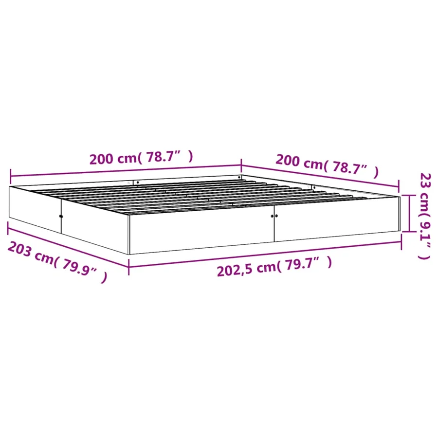 Cadre de lit sans matelas cire marron 200x200cm bois pin massif - 8