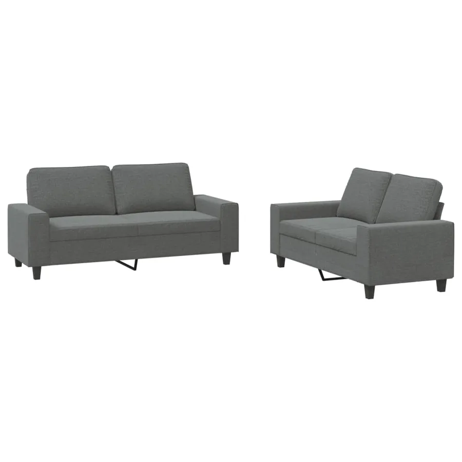 Ensemble de canapés 2 pcs gris foncé tissu - 2