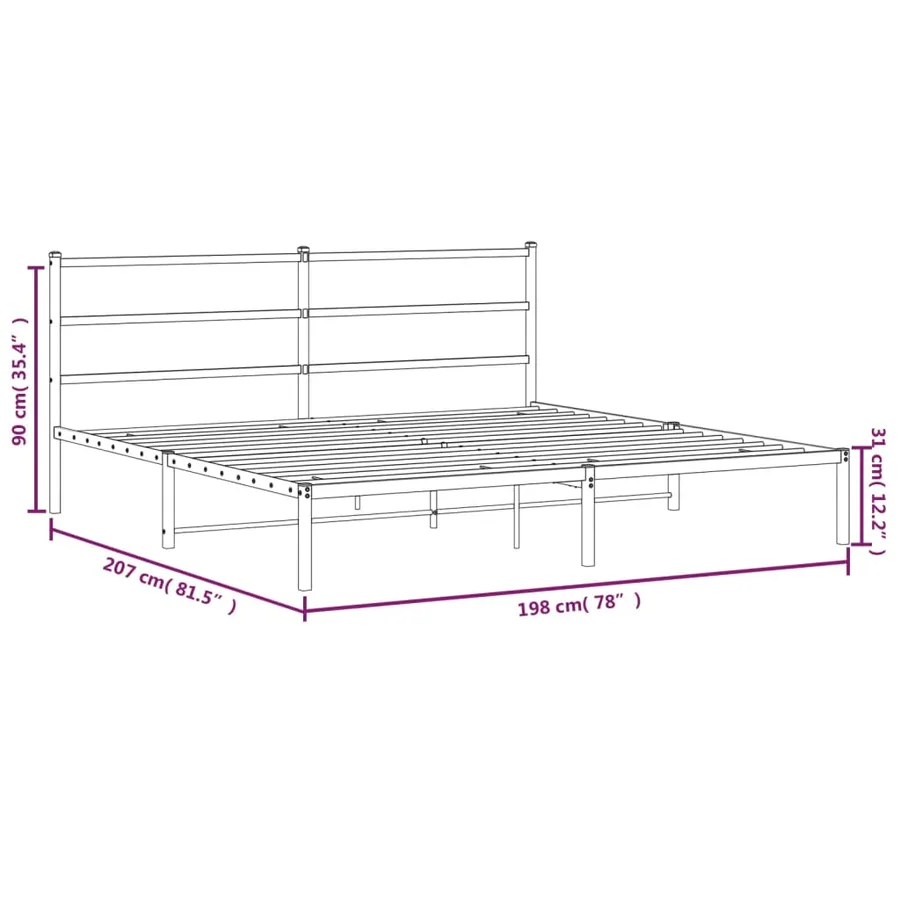 Cadre de lit métal sans matelas et tête de lit blanc 193x203 cm - 10