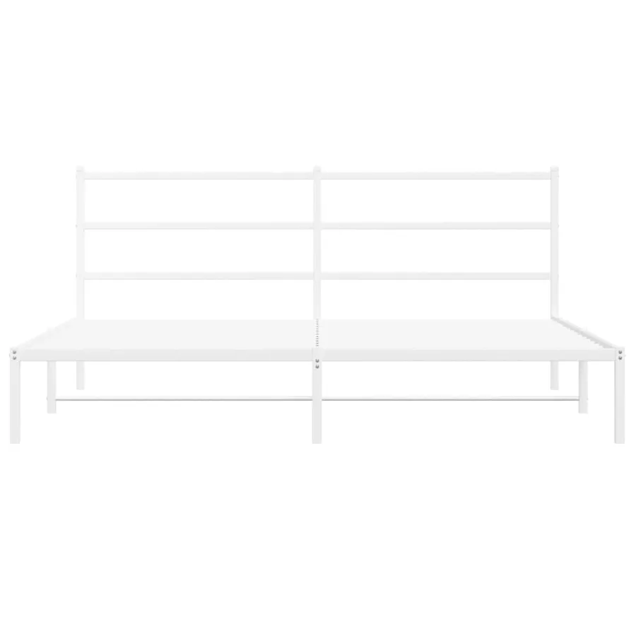 Cadre de lit métal sans matelas et tête de lit blanc 193x203 cm - 5