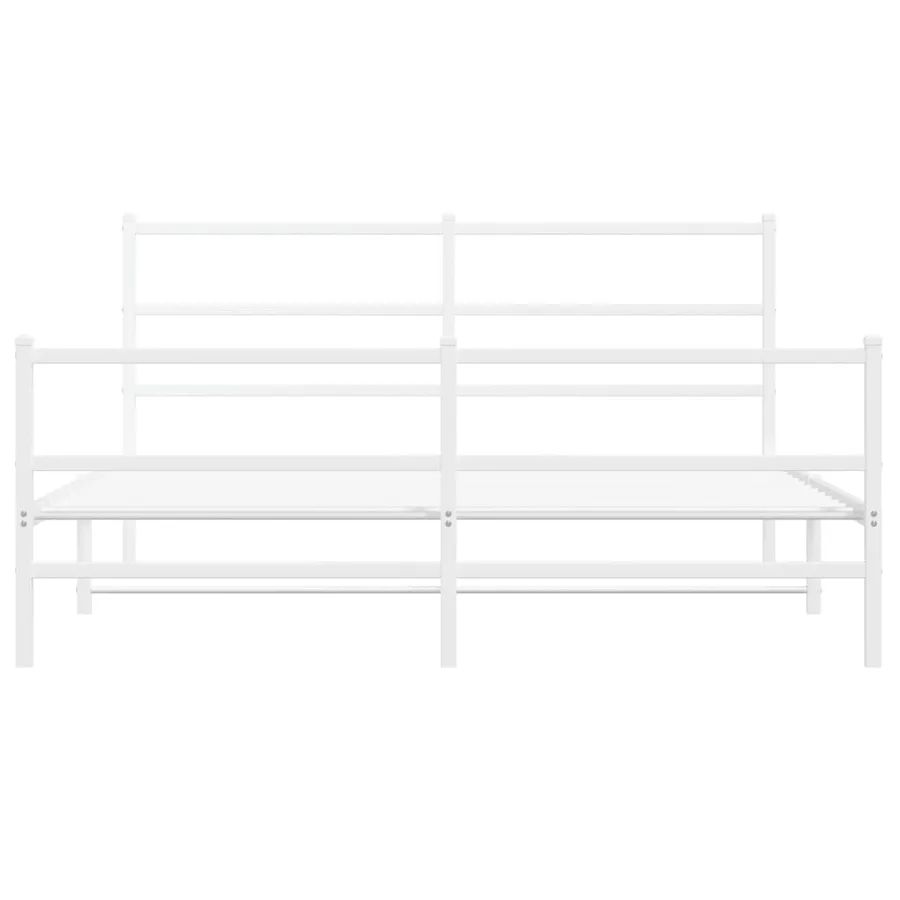 Cadre de lit métal sans matelas et pied de lit blanc 150x200 cm - 5