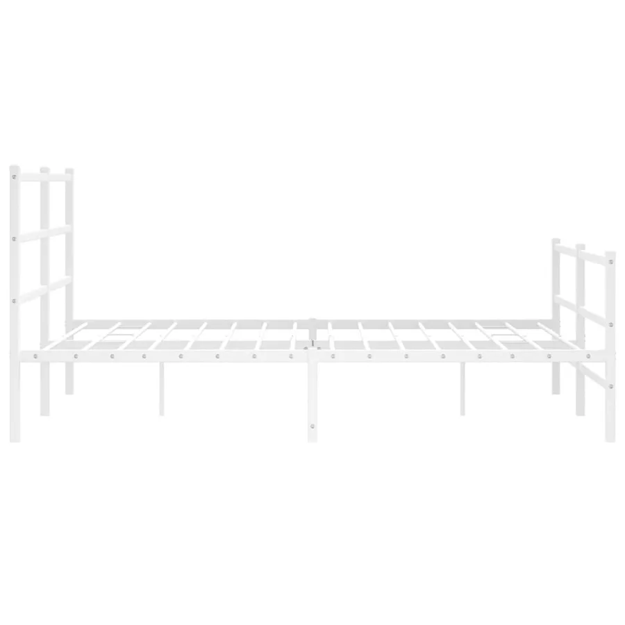 Cadre de lit métal sans matelas et pied de lit blanc 150x200 cm - 6