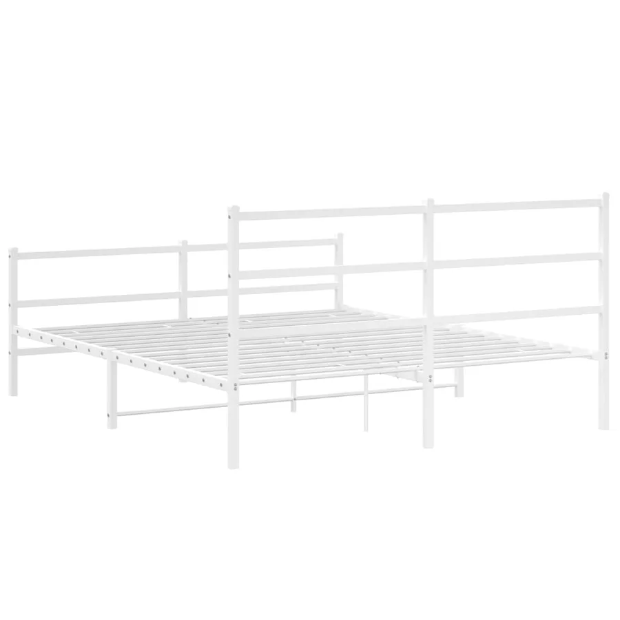 Cadre de lit métal sans matelas et pied de lit blanc 150x200 cm - 7