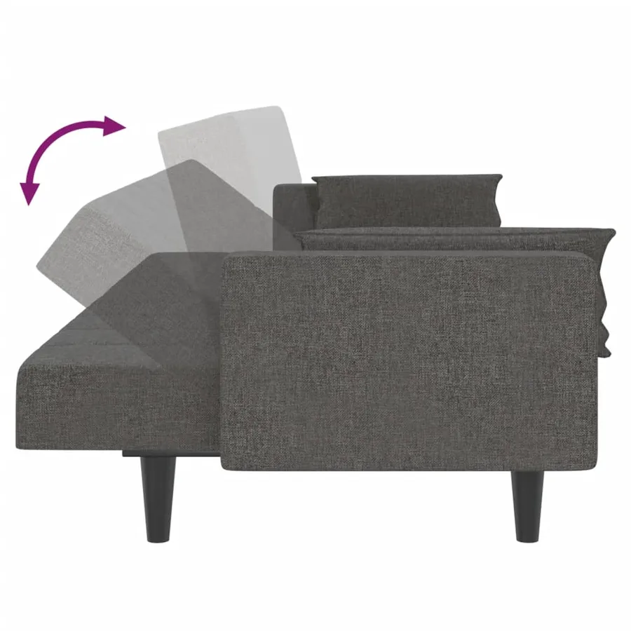 Canapé-lit à 2 places avec deux oreillers Gris foncé Tissu - 8